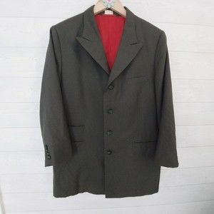 Vintage Military Jacket Mens Green Wool Coat Mens Large Tailored